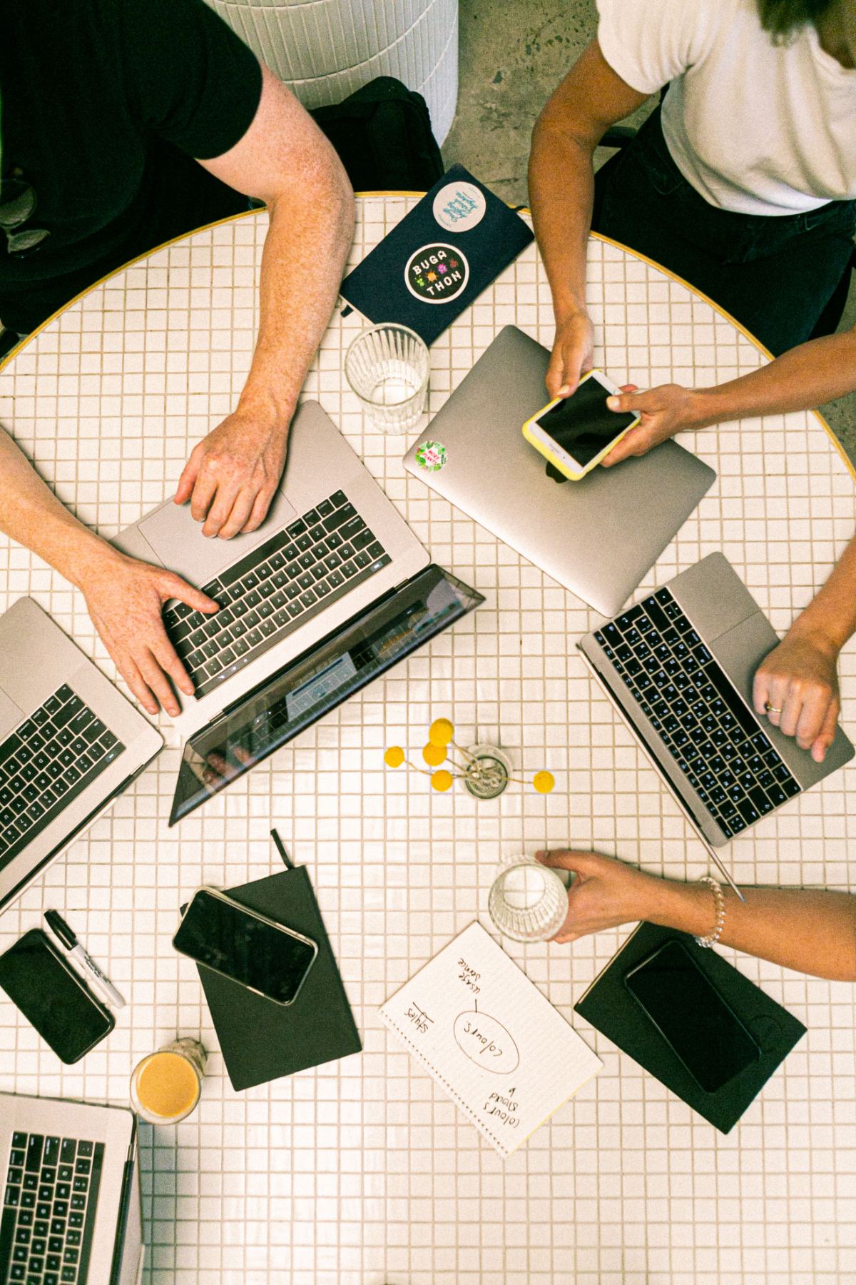 A team working together around a table